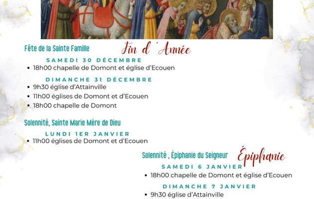 Messes de fin d’année et de l’Epiphanie