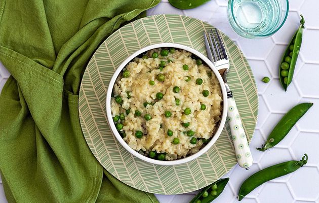 Risotto aux petits-pois et chèvre frais