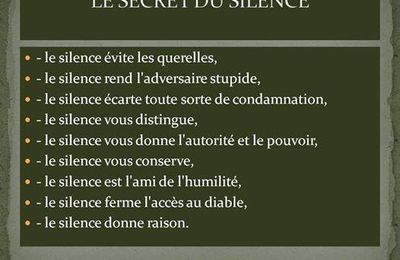 Le silence peut nous aider, pensez- y !