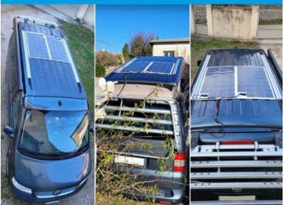 Des panneaux solaires posés sur le toit d’un véhicule 