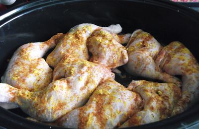 Tajine de Poulet, courgettes et pommes de terre aux épices et citron confit