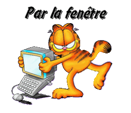 Par la fenêtre - Garfield - Chat - Ordinateur - Gif animé - Gratuit