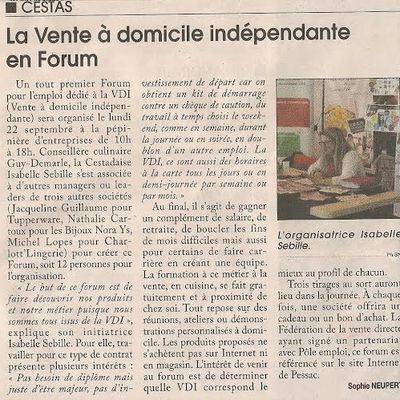 Article de Sophie Neupert dans le courrier de Gironde du vendredi 19 Septembre
