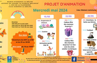 Le Diabolo : Programme des animations du mercredi - Mai - Juin - Juillet 2024