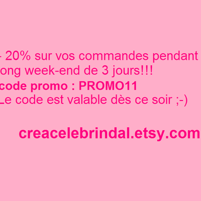 Promo dans ma boutique Etsy