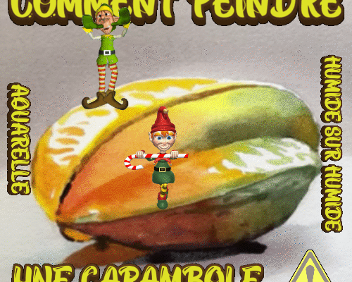 Dessin et peinture - vidéo 4118 : Comment peindre une carambole (technique humide sur humide) ? - aquarelle