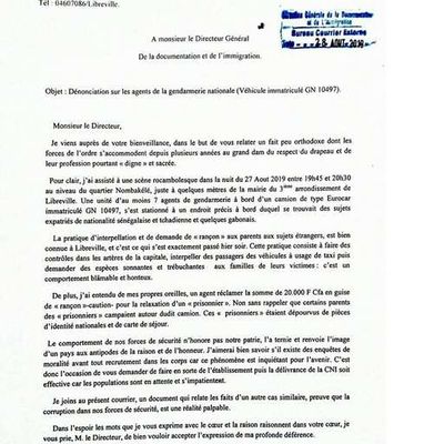 Lettre au Directeur Général de la documentation.