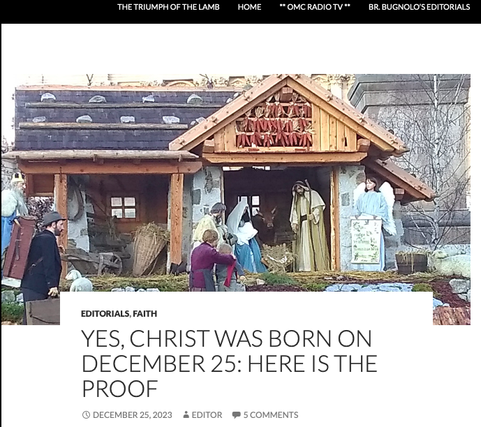 Noël 25 décembre, la vraie date de la naissance de Jésus Christ