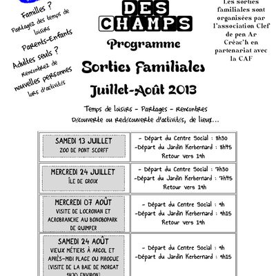 programme des sorties familiales