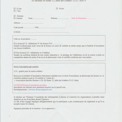 BULLETIN D'INSCRIPTION