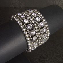 [NEW] Large bracelet sexy en strass cristal et billes métal