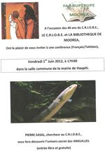 Conférence sur les anguilles à Haapiti, le 1er Juin à 17h30