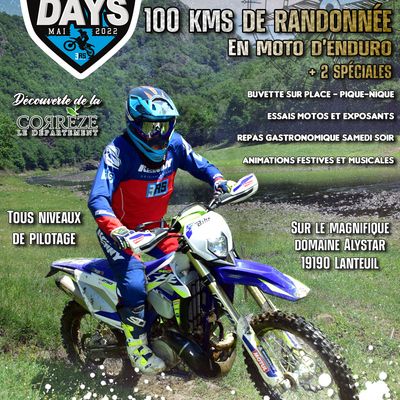 3AS DAYS - Week end moto enduro, le 14 et 15 mai 2022 Domaine Alystar à Lanteuil (19190)