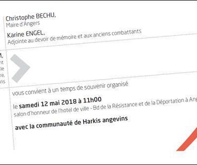 Commémoration abandon des harkis, samedi 12 mai 2018 à Angers (49)