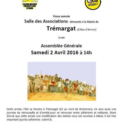 Assemblée Générale du CBSFVO Samedi 2 avril 2016 14h à Trémargat