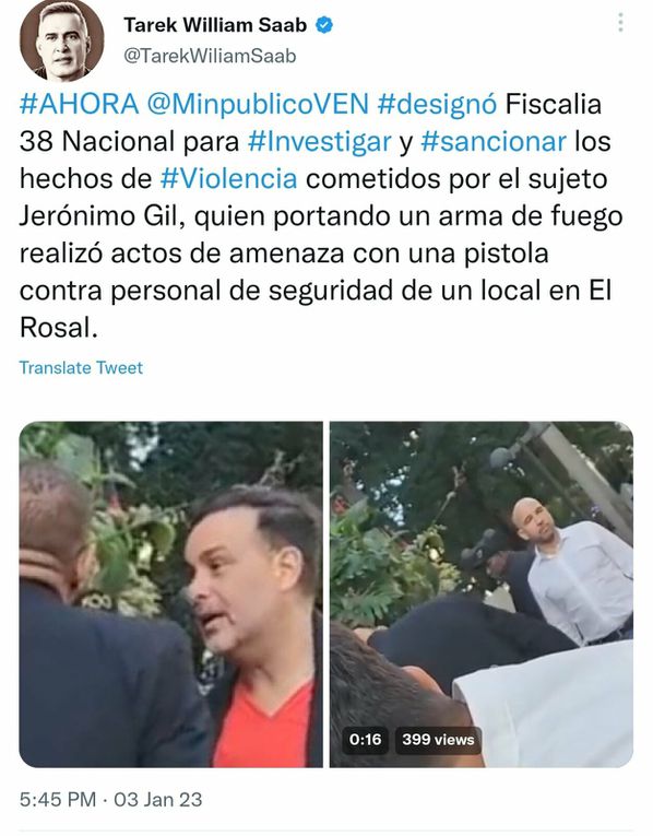 Tribunal de Control acordó aprehensión contra ex actor Jerónimo Gil por descarga de arma de fuego y porte ilícito 