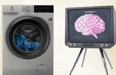 The average home has two washing machines : washing machine and brain washing machine