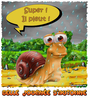 Belle journée d'automne et joyeux escargot sous la pluie - gif animé - les gifs  animés de dentelledelune