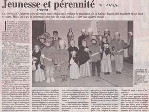 Sainte-Barbe des enfants de mineurs et exposition en 1992 à Algrange