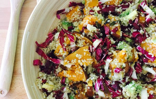 quinoa con avocado radicchio e zucca al forno 