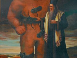 Le golem du rabbin de Prague. Le golem est un concept qui vient de la Kabbale. A gauche, le gardien de la prison du conseil des sorcières. 