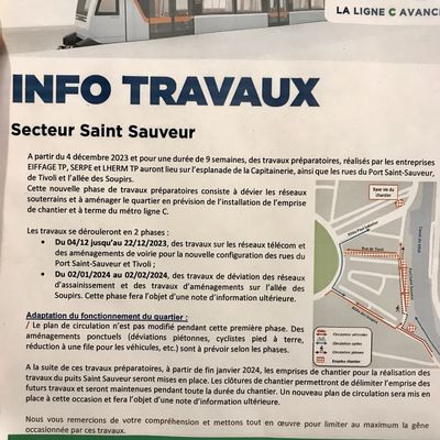 Travaux ligne Métro C - Place de la Capitainerie