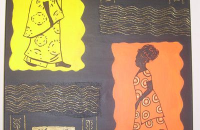 Tableau peinture acrylique : femmes africaines.