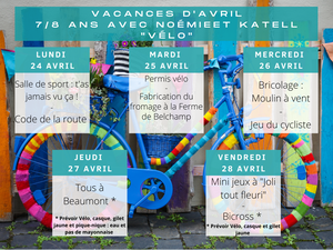 Programmes des vacances d'Avril 2023 - Du 17 au 28 Avril