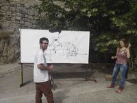 Dessin et peinture par Yannick Fernandez (avec l'aide de Tiffany Vailier) exécutés devant le public de la Maison du temps libre