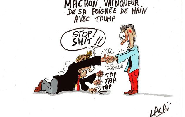 macron gagne sa poignée de main avec trump!!!