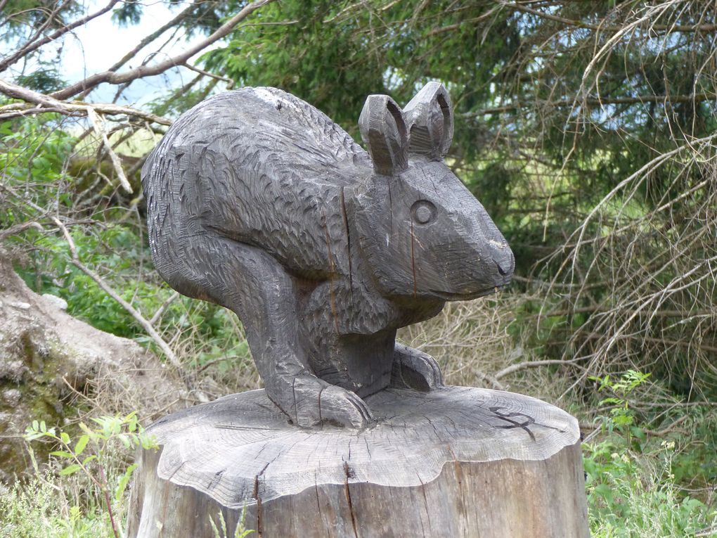 Sculptures sur bois : Lièvre et Grand Tétras