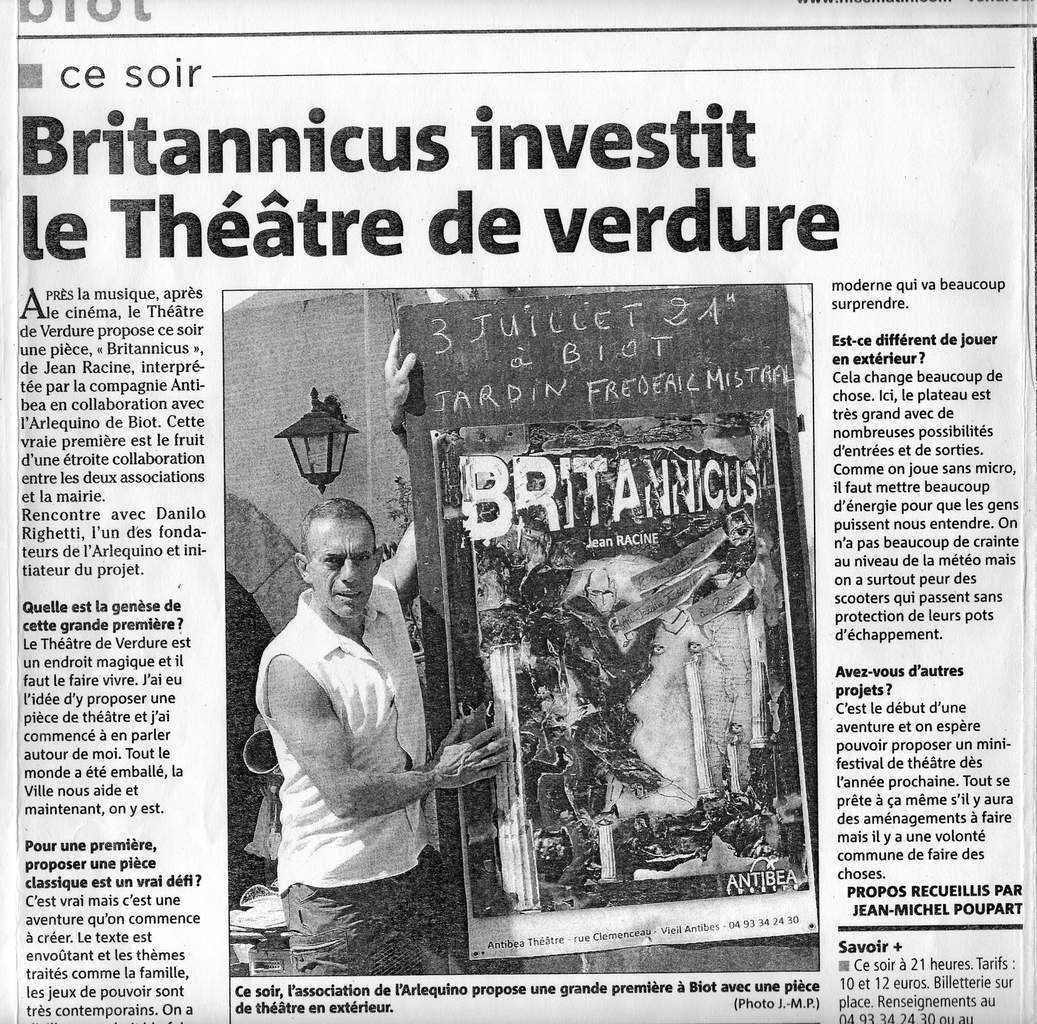 Britannicus investit le Théâtre de verdure de Biot