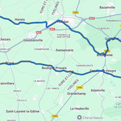 Le parcours du samedi 15 février 2025 au Dreux CC