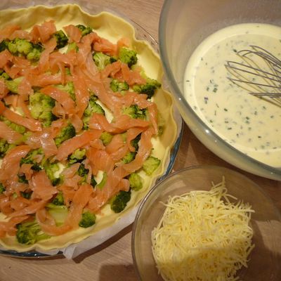 idée menu tarte aux brocolis et saumon fumé