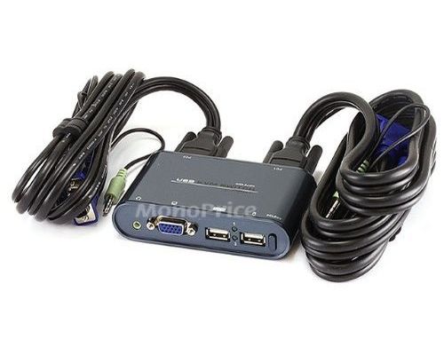 Monoprice 2 Port Linxcel USB KVM Switch w/ Audio Support and built-in Cables (8583)