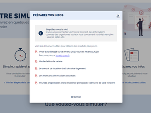 quelques captures d'écran du portail Mes Droits Sociaux et du simulateur d'aides