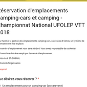 Réservation d'emplacements camping-cars et camping - Championnat National UFOLEP VTT 2018