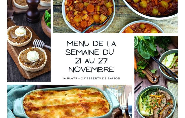 Menu de la semaine - Du 21 au 27 novembre