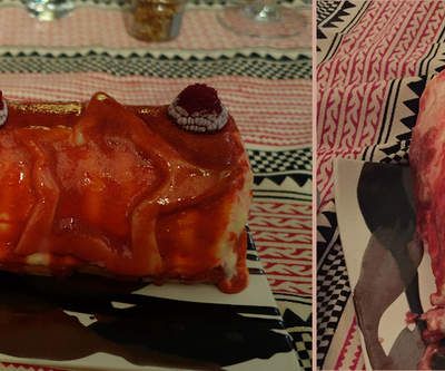 Bûche tiramisu glacé aux framboises 