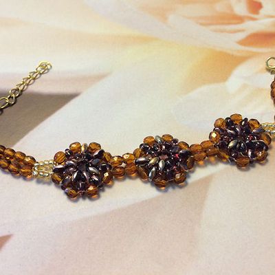 Bracelet fleur d'automne marron
