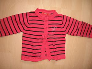 1 € Gilet fille rayé rose fuschia et noir marque Tissaia 6 mois