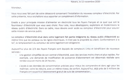 LETTRE DE RELANCE D'ENEDIS APRÈS UN PREMIER REFUS : MAINTENEZ VOTRE REFUS !