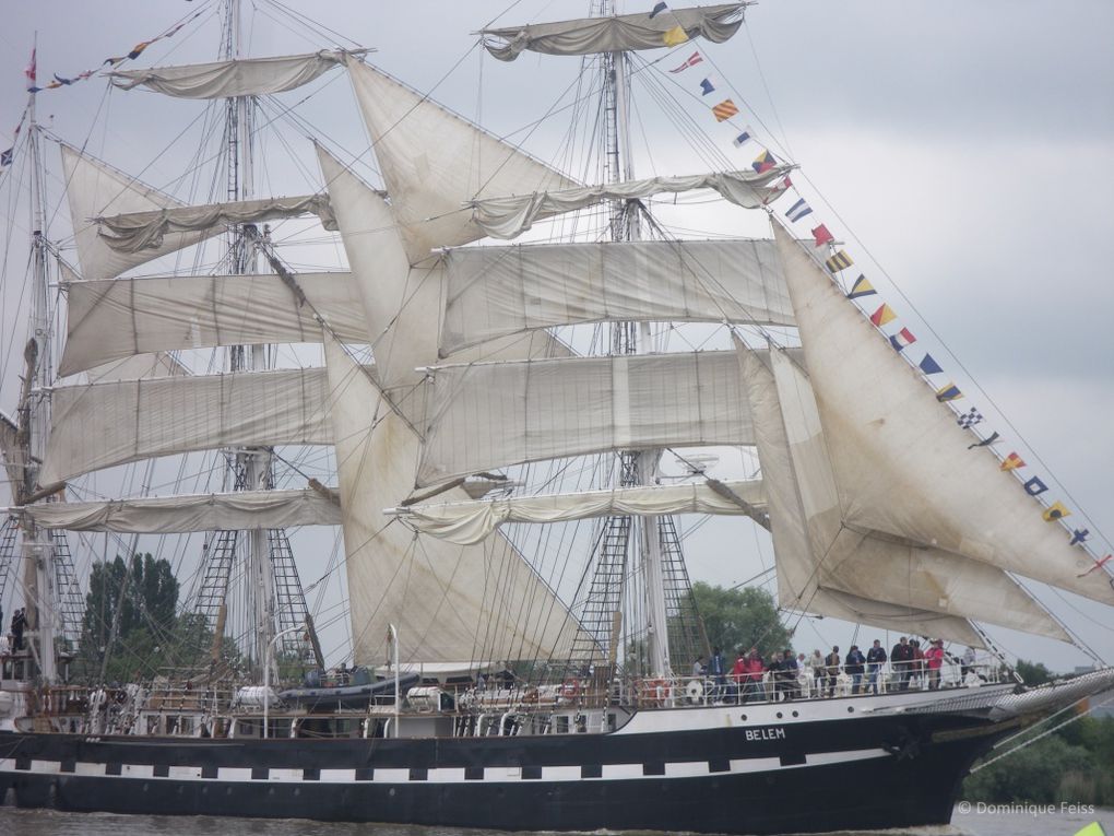 La remontée du Belem et de la flottille, entre Le Pellerin et Nantes