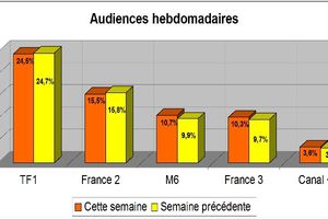 Audiences hebdos: TF1, Fr2, la TNT en baisse. Hausse pour M6, Fr3 & C+