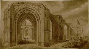 Démolition de Notre Dame de la Chapelle, 1794, d'après les dessins de Bommy, coll. Macqueron, archives municipales