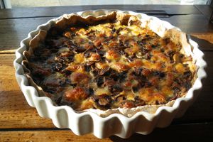 Tarte aux champignons pâte brisée à l'huile d'olive et farine complète