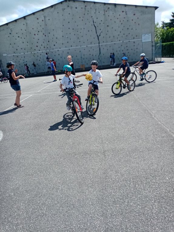 Quelques photos de nos entraînements vélos au stade avant nos exploits sur le bord du canal !