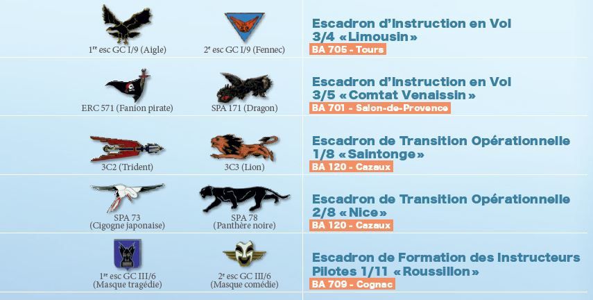 insigne des escadrilles en service dans l'armée de l'air au 1/4/2013