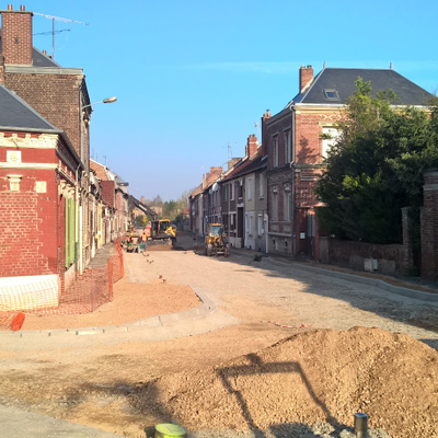 Travaux rue Léon Lemaire  à Corbie 