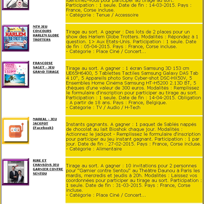 Jeu concours gratuit de la semaine 24-02-2015